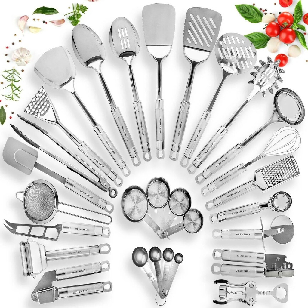 Home Hero Stainless Steel 29 Cooking Utensil Set Nonstick Kitchen Utensils