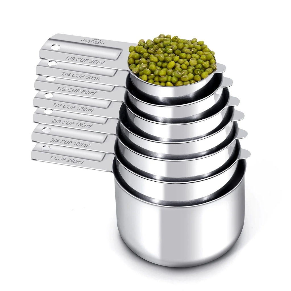 JOYHILL Stainless Steel Measuring Cups of 7 Piece, Nesting Metal Measuring Cups Set for Baking Cooking, Dry and Liquid Ingredients