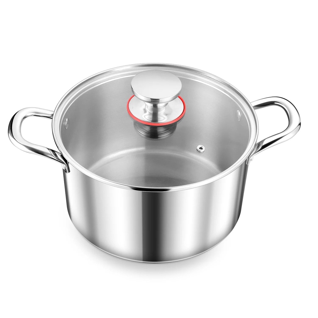 Walchoice 4 Quart Stockpot with Lid, Tri-Ply Stainless Steel Soup Pasta Pot, Cooking Pot for Soup Pasta Stew, Induction Compatible