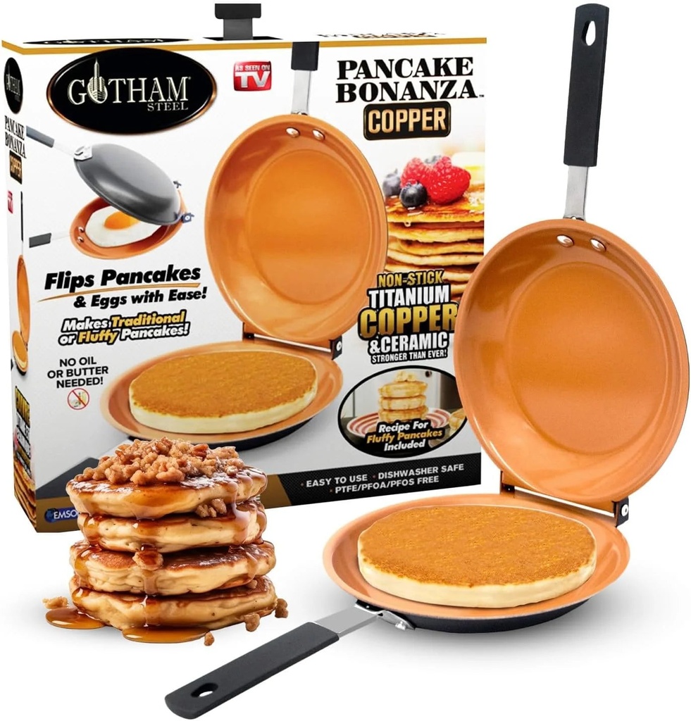 Gotham Steel Pancake Maker 7.5" in Frying Pan Skillet Nonstick Ceramic Small Egg Pan Double Sided Omelet Crepe