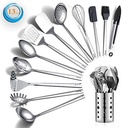 Reanea 13 Pieces Shiny Stainless Steel Kitchen Utensils Set with Utensil Holder