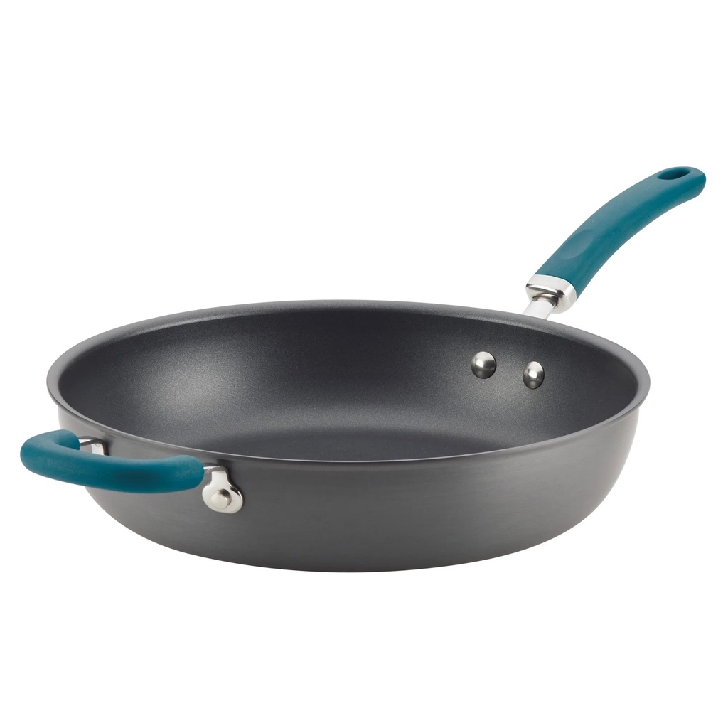 Rachael Ray Create Delicious 12.5" Nonstick Deep Fry Pan, Teal Handle