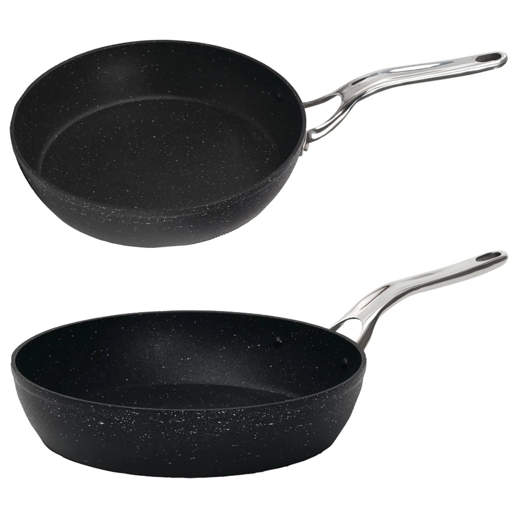 The Rock by Starfrit Fry Pan with Stainless Steel Handle 10" and Fry Pan with Stainless Steel Handle 12"