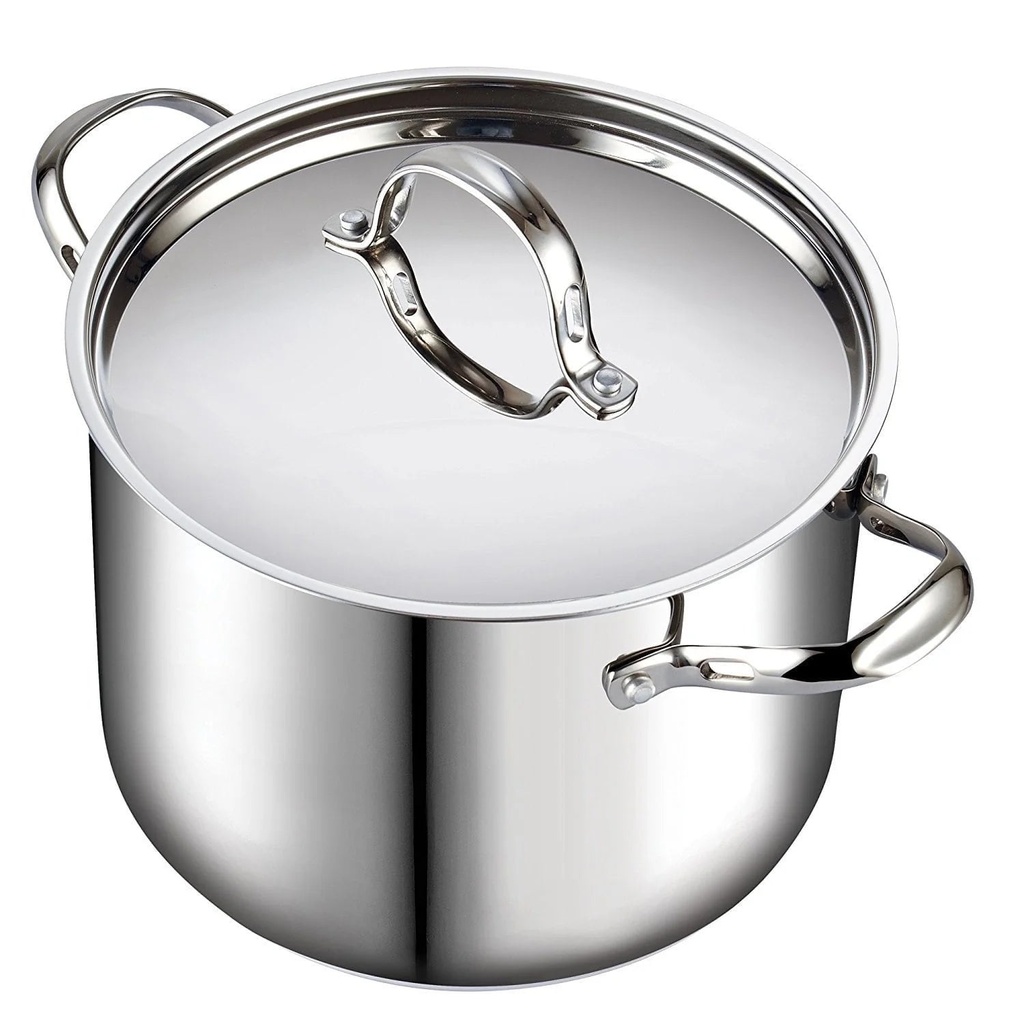 Cooks Standard 18/10 Stainless Steel Stockpot 12-Quart, Classic Deep Cooking Pot Canning Cookware with Stainless Steel Lid, Silver