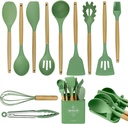 Green Kitchen Utensils Set for Cooking - Heat Resistant Silicone Cooking Utensils Set 13PCS Kitchen Food-Grade Silicone Non-Stick Bpa-Free Dishwasher Safe