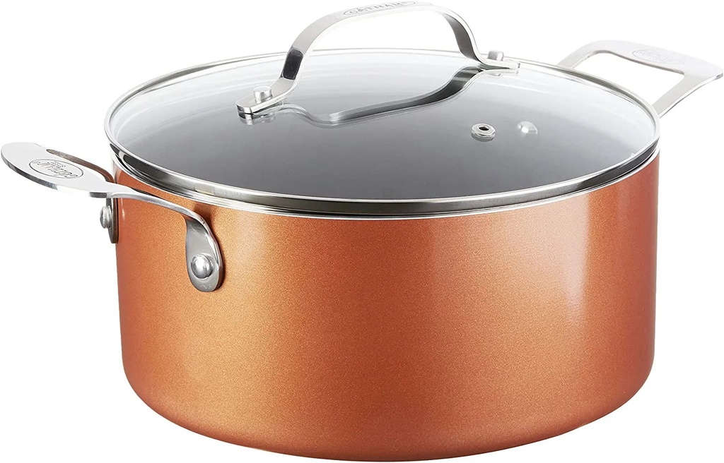 Gotham Steel Nonstick 5 Quart Stock Pot with Lid, Ultra Durable Mineral and Diamond Triple Coated Surface