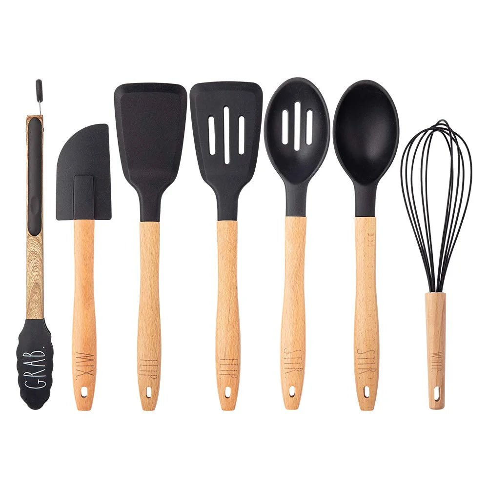 Rae Dunn Mini Silicone Kitchen Utensils Sets, Spatulas and Cooking Utensils, 7 Piece Set