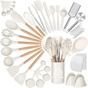 Caannasweis 44 Pieces Kitchen Cooking Utensils Set Non-Stick Silicone Cooking Kitchen Utensils Spatula Set with Holder White