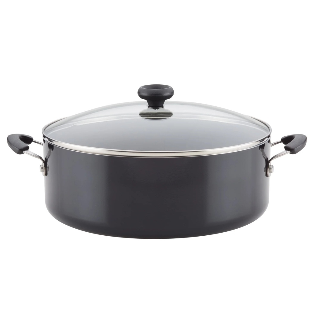 Farberware Easy Clean 8 Quart Aluminum Nonstick Stockpot, Black