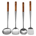 Long Handle Stainless Steel Wok Kitchen Slotted Turner Rice Spoon Ladle Cooking Tools Utensil Set