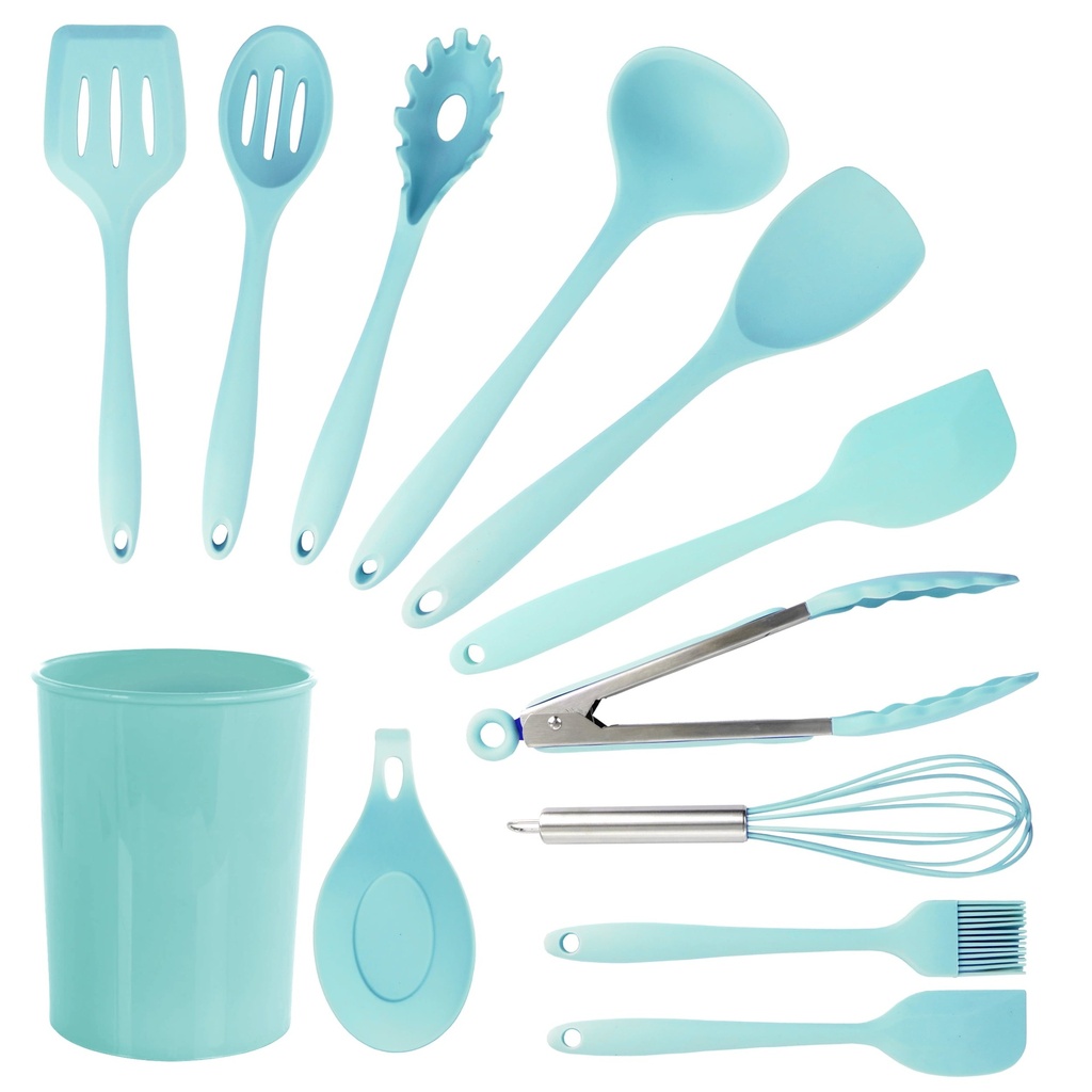 Megachef Light Teal 12 Piece Silicone Cooking Utensils