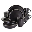 Gibson Elite Serenade 16 Piece round Stoneware Dinnerware Set in Black