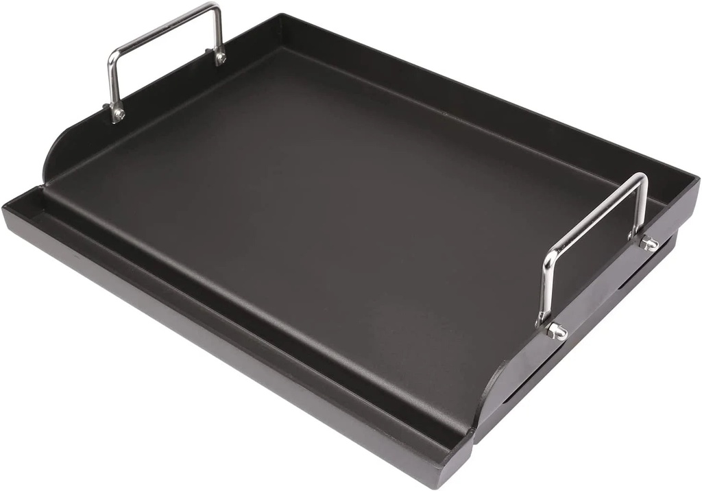 Nonstick Griddle, 17" X 13" Universal Griddle Flat Top Plate Insert with Grease Groove and Removable Handles for Charcoal/Gas Grills, Camping, Tailgating, and Parties