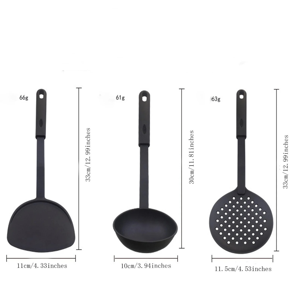 MSJUHEG Kitchen Utensils Cooking Utensils Set 3Pcs Nylon Spatulas Spoon Strainer for Nonstick Cookware Heat Resist Spatulas for Kitchen Kitchen Utensils Set A