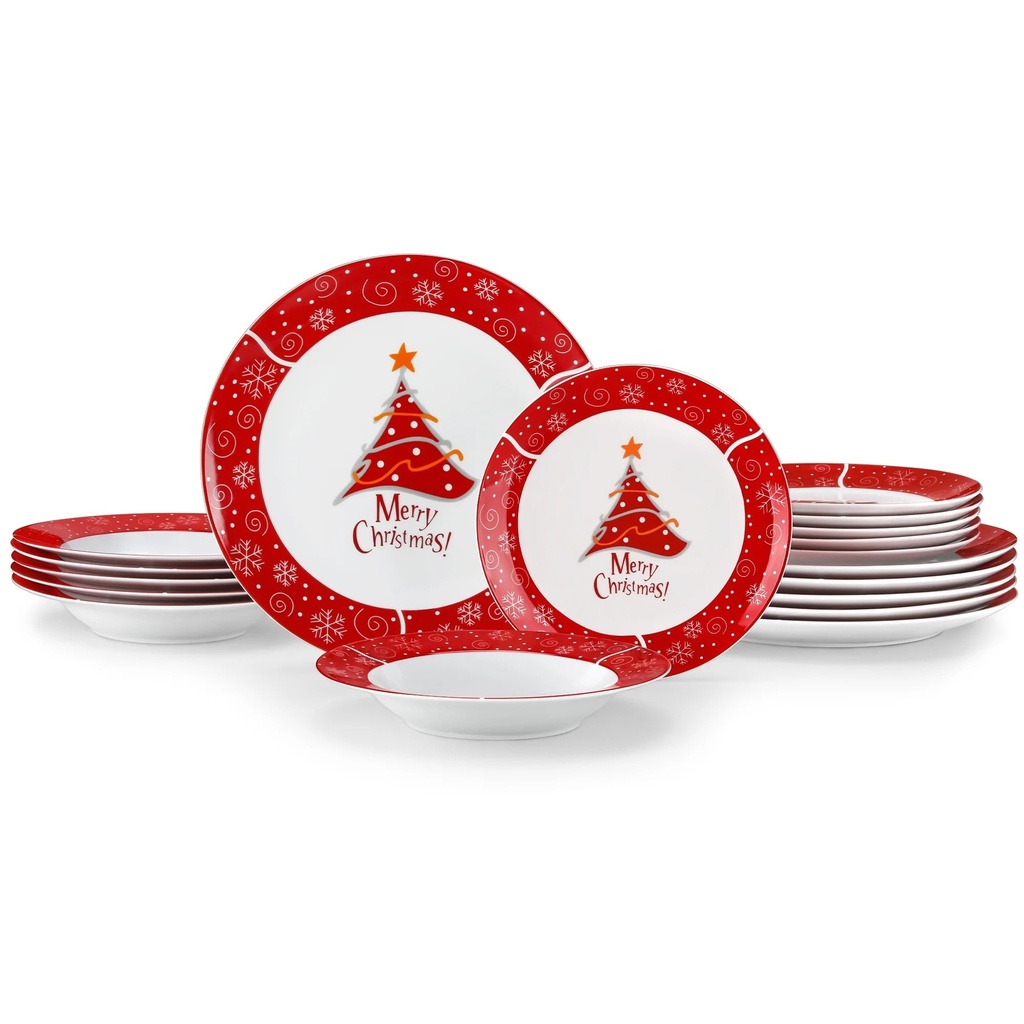 VEWEET, Series CHRISTMASTREE, 36-Piece Porcelain Dinnerware Sets, Christmas Dinner Set Gift, Service for 12
