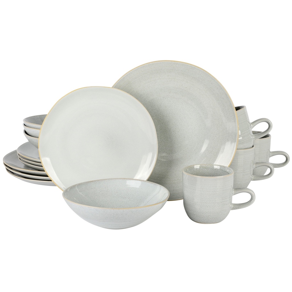 Laurie Gates Ravenna 16 Piece round Stoneware Dinnerware Set in Grey