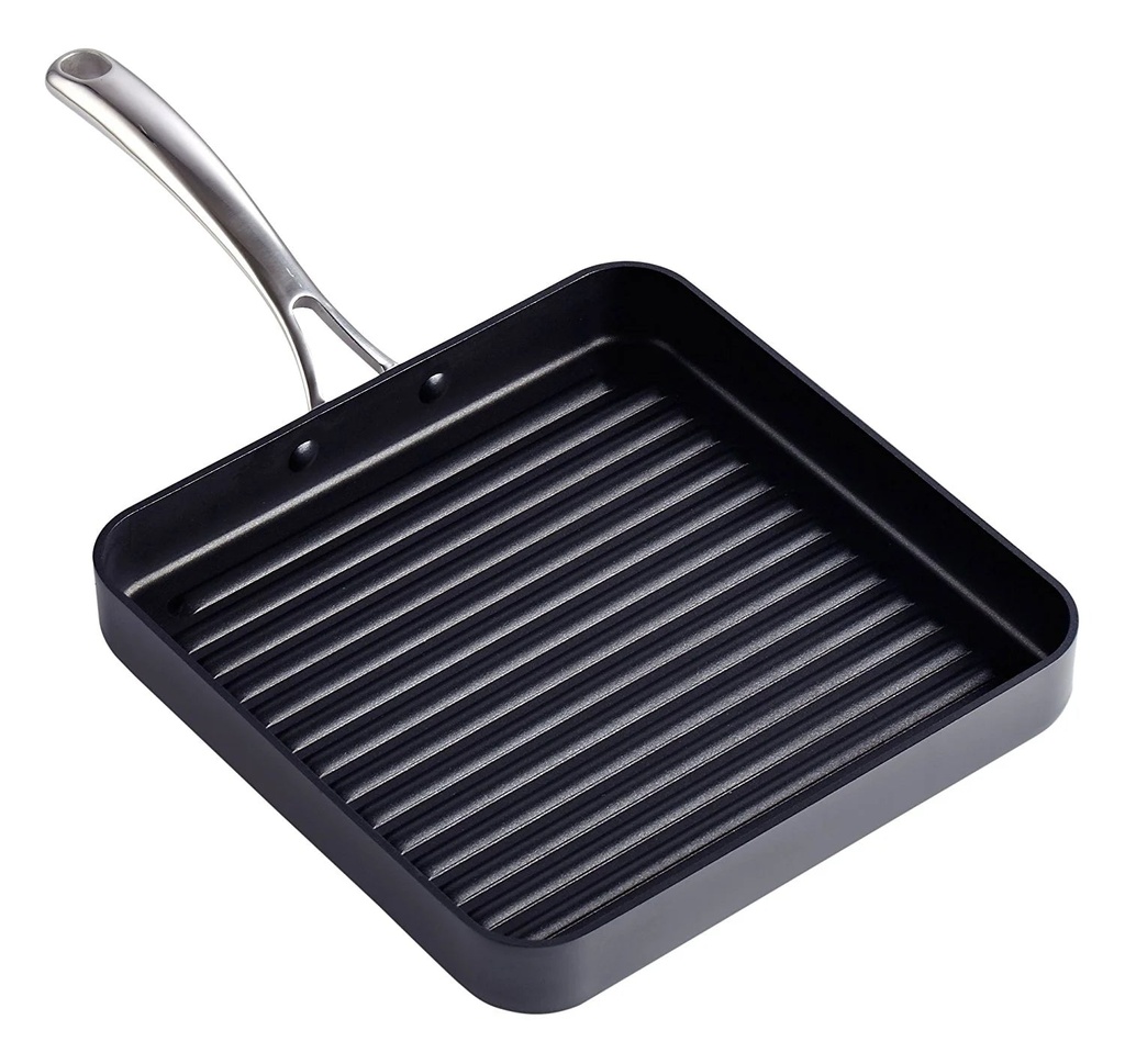 Cooks Standard Nonstick Square Grill Pan 11 X 11-Inch, Hard Anodized Grilling Skillet Pan Cookware for Camping, Home Use