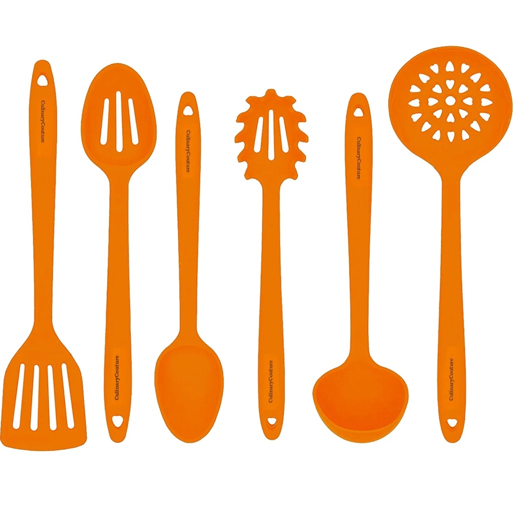 Culinary Couture 6-Pc Silicone Utensils for Cooking Kitchen Tool Set, Orange