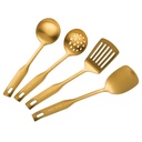 Wok Spatula and Ladle, Skimmer Spoon, Slotted Spatula - 304 Stainless Steel Kitchen Utensils Set, 4-Pieces Cooking Tools,Wok Accessoriesgolden