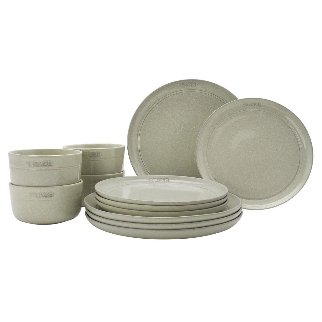 Staub Ceramic Dinnerware 12-Pc Set - White Truffle