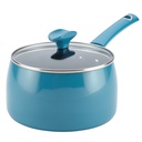 Rachael Ray Cityscapes Porcelain Enamel Nonstick Sauce Pan, 3Qt, Turquoise