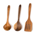 SNNROO Nonstick Wooden Spoons for Cooking 3 Hard Wood Cooking Utensils Healthy and Natural Wooden Spatula Set Strong and Solid