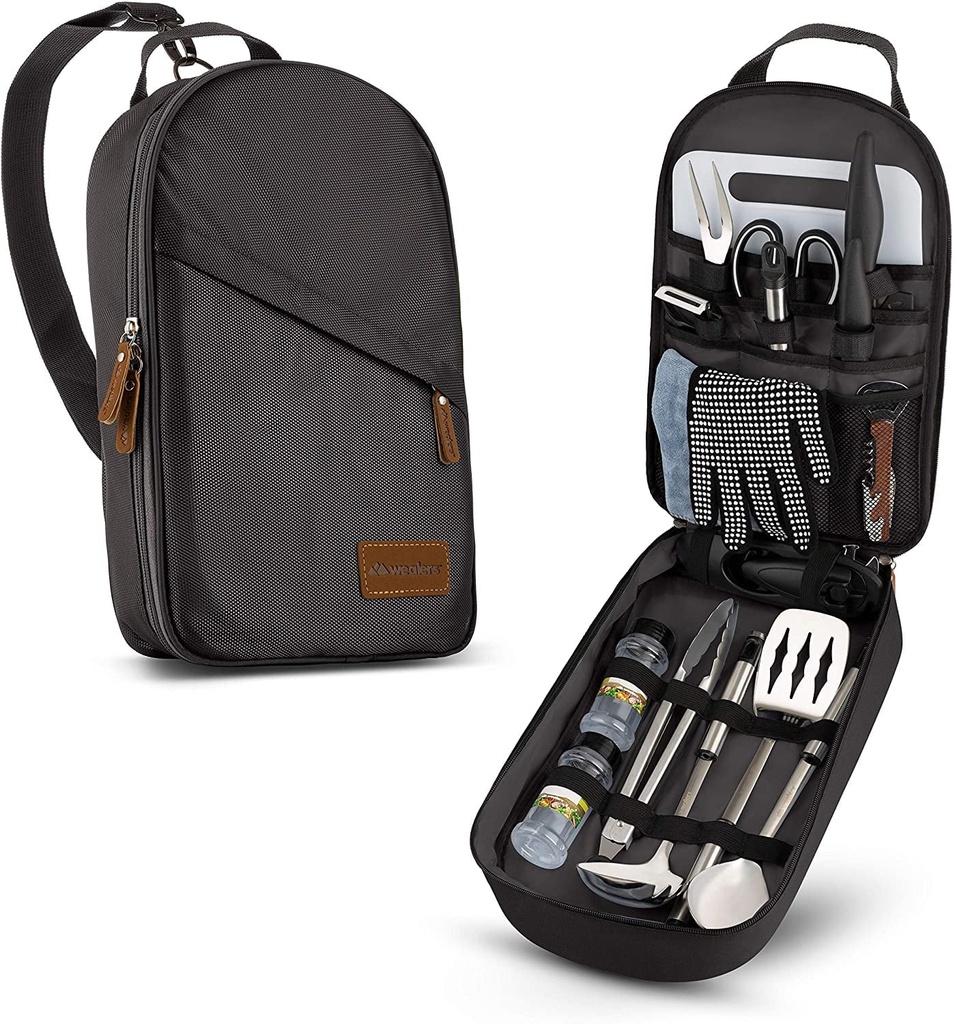 Wealers Portable BBQ Camp Kitchen Cooking Utensil Organizer Travel Set