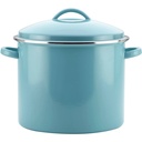 Farberware Enamel-On-Steel Induction Stockpot with Lid, 16 Quart, Aqua