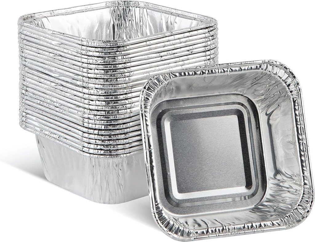 PLASTICPRO Aluminum Foil Baking Pans 3" X 3" X 2" Square Tin Foil Cake Pan for Ovens