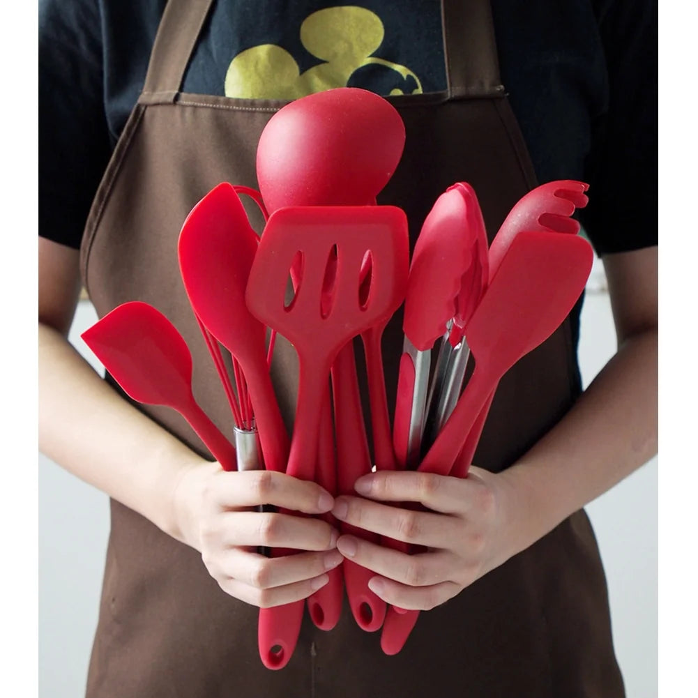 11Pcs/11Pcs Silicone Kitchenware Set Non-Stick Cookware Spatula High Temperature Cooking Shovel Spoon Kitchen Utensil