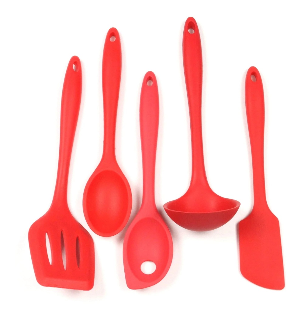 Chef Craft Premium Silicone Kitchen Tool and Utensil Set, 5 Piece, Red