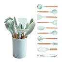 Silicone Kitchen Utensils Set ,Non-Stick Kitchenware Cooking Tools Spoon Spatula Ladle Egg Beaters Tool Gadget Accessories Green,12Pcs