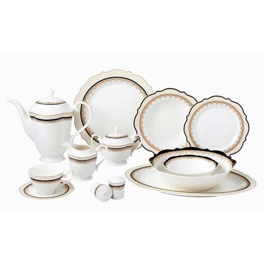 Lorren Home Trends Dalilah 57 Piece Bone China Dalilah Dinnerware Set, Service for 8