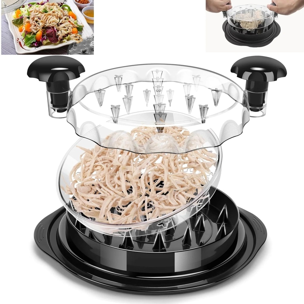 Chicken Shredder, 3 Layers Large Visible Meat Breast Shredder Tool Twist, Chicken Crusher , Dishwasher Safe, Transparent Lid, Anti-Slip, Heat Resistant