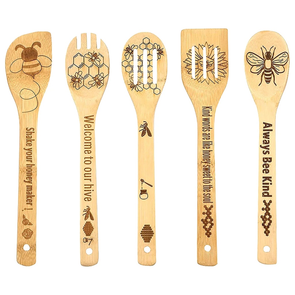 Ongmies Kitchen Clearance Organizers and Storage Wooden Spoons Spatula Set Themed Cooking Utensils Non Stick Carve Spoons Burned Cookware Kitchen Gadget Kit Housewarming Gift Chef Kitchen Decor Khaki