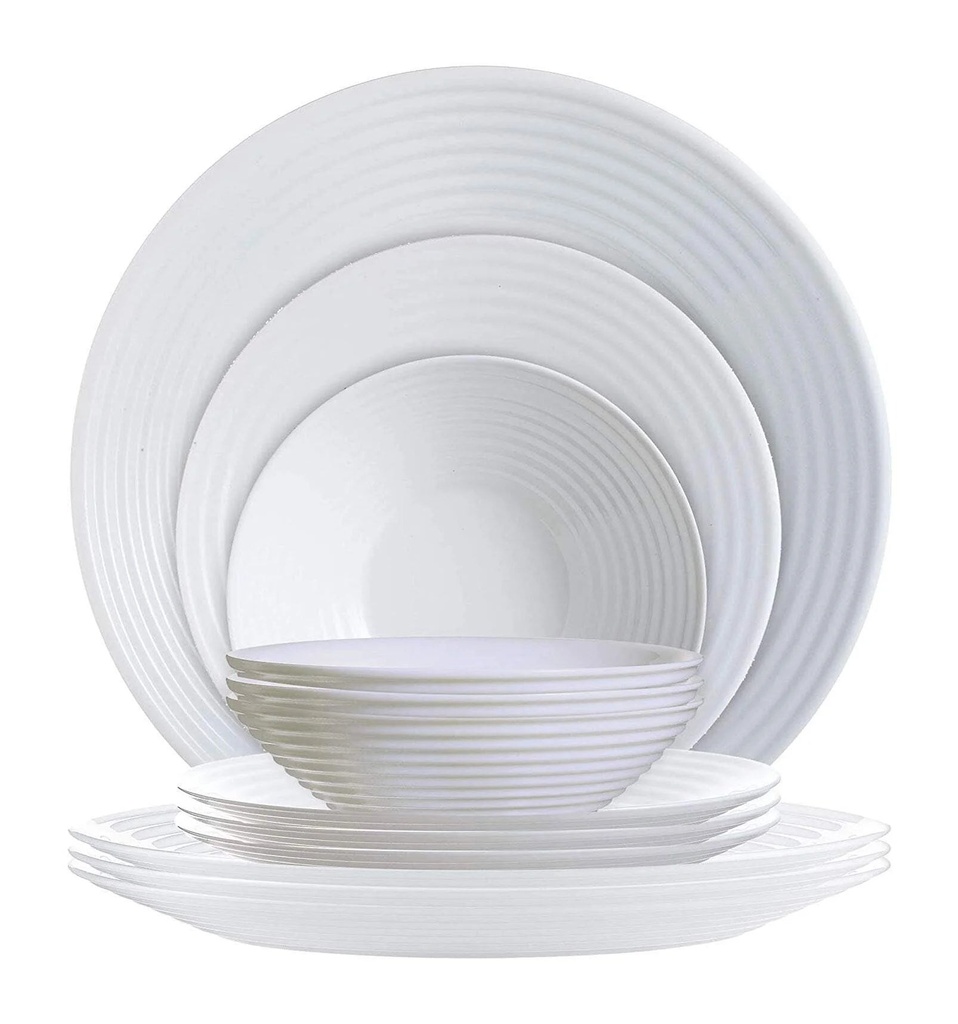 Luminarc Dinnerware 18 Piece Set, White Harena Collection