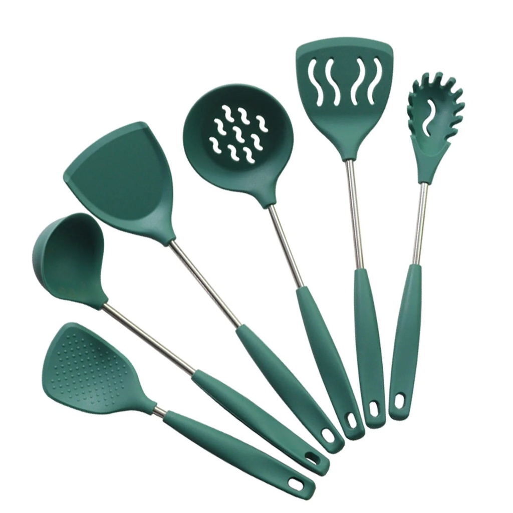NAZISHW Kitchen Utensils Nonstick Pot Silicone Spatula Soup Spoon Leak Spatula Set