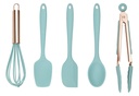 Cook with Color Mini Silicone Kitchen Utensils Set, Whisk, Tongs, Spatula, Spoonula, Turner
