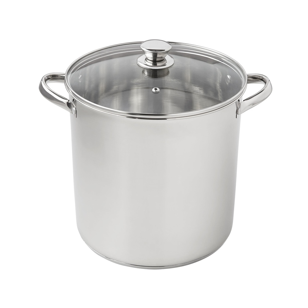 Mainstays Stainless Steel 12-Quart Stock Pot with Glass Lid