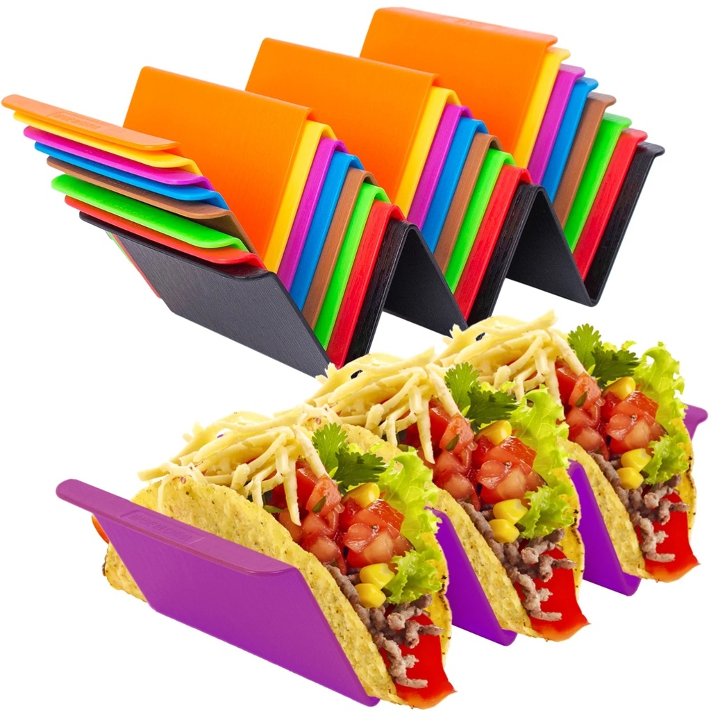 Taco Holders Set of 8, PP Health Material Large Colorful Taco Holder Stand for 3 Tacos Each,Microwave & Dishwasher Safe