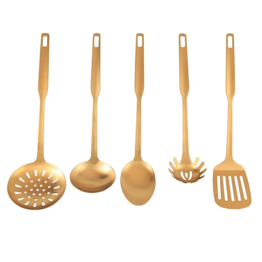 Stainless Steel Kitchen Utensils 5-Piece Cooking Trowel Set, Gold