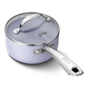 HLAFRG 1QT Nonstick Saucepan with Lid, 100% APEO & Pfoa-Free, Small Pot with Stainless Steel Handle, Oven Safe, Gradient Purple Pan, Ceramic Coating, Easy to Clean