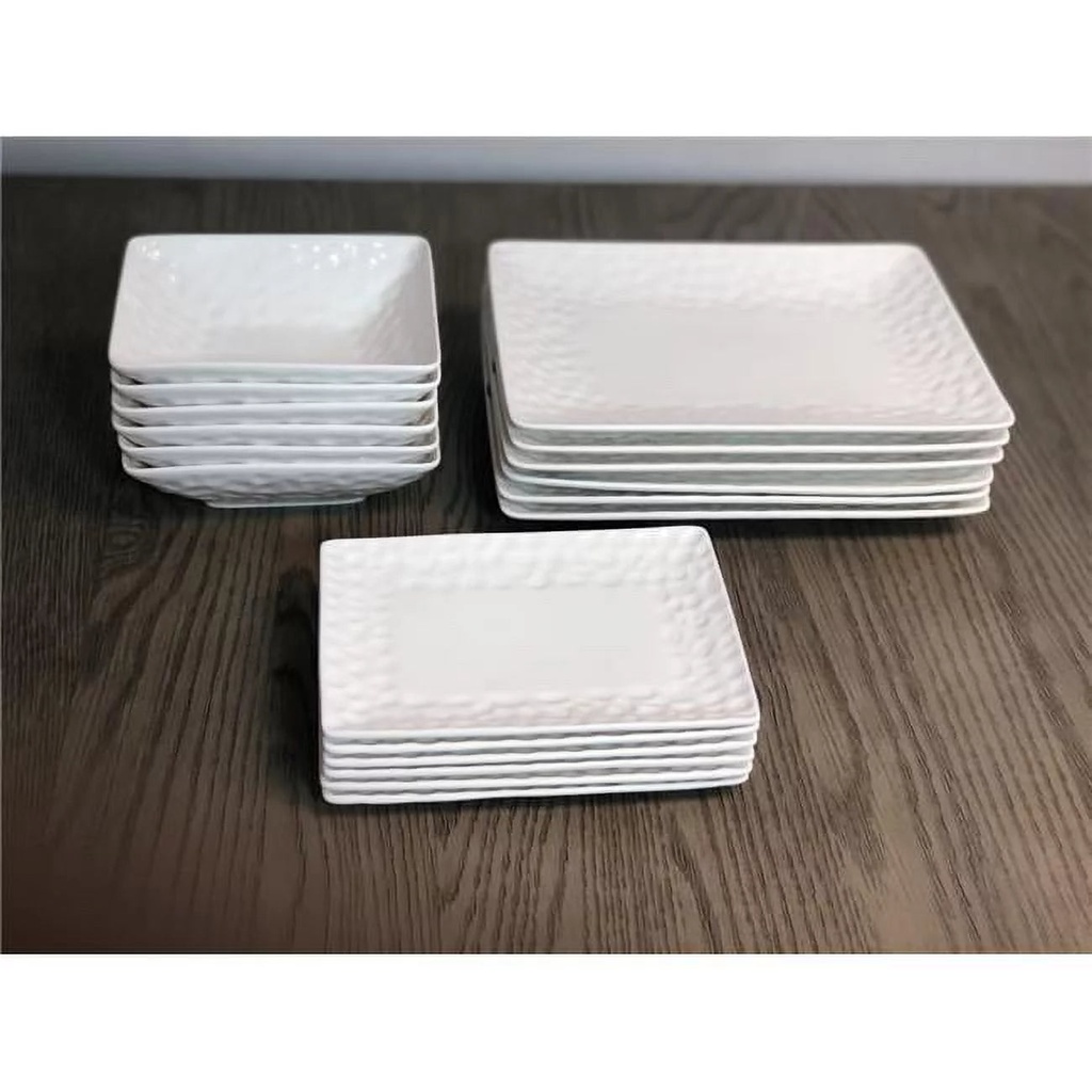 Red Vanilla RV750-518 Vanilla Marble Rectangular Dinner Set - 18 Piece
