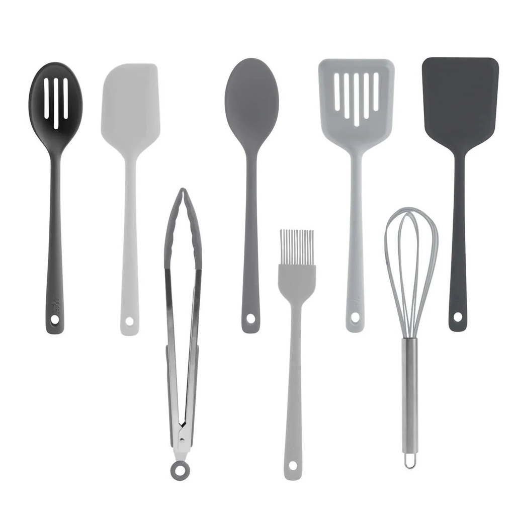 Core Kitchen Silicone Utensils, Set of 8 (Gray)