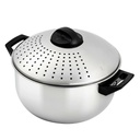 OVENTE 4.8 Quart Stovetop Stainless Steel Pasta Pot with Strainer Lid & Locking Feature, Easy Storage and Pour Safe with Cool Touch Handles Perfect for Cooking Noodle Veggie or Sauce, Silver CW15131S