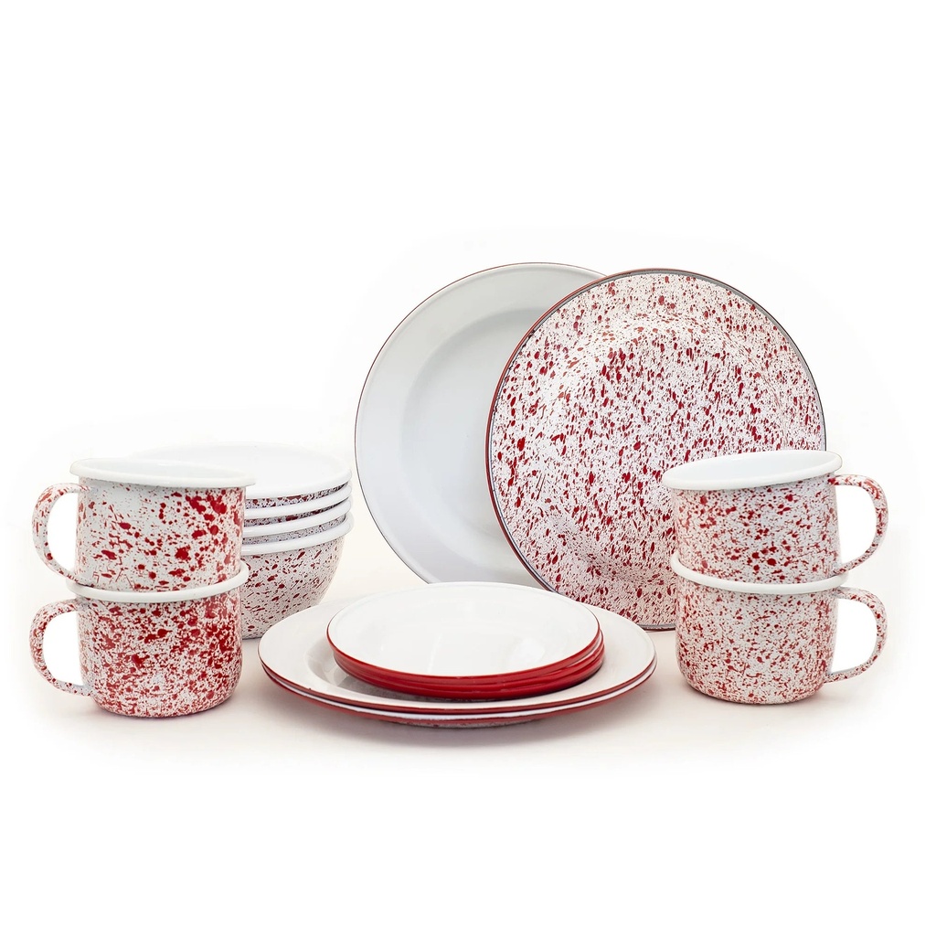 Artesano Home Decor Hand-Painted Enamelware - Red Freckles - 16 Pieces