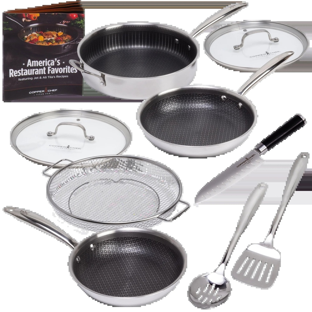 Copper Chef Titan Tri-Ply 10-Piece Stainless Steel Cookware Set with Non-Stick 3D Matrix