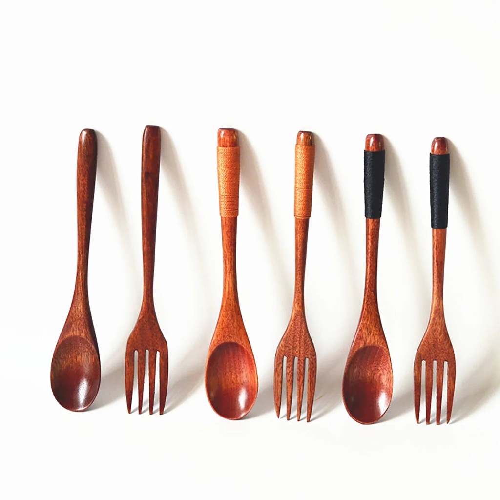 SPRING PARK Wooden Spoons Fork for Cooking,Nonstick Kitchen Utensil Set,Wooden Spoons Cooking Utensil Set Non Scratch Natural Teak Wooden Utensils for Cooking