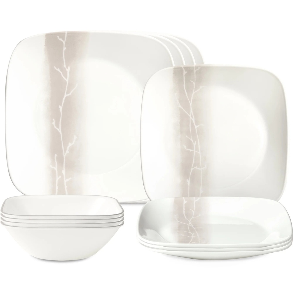 Corelle Wandering Grove 12-Piece Square Dinnerware Set