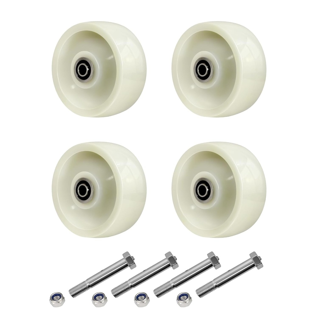 5"X2" Caster Wheels, Heavy Duty Nylon Wheel with Precision Bearing, 650 Lbs Load Capacity per Wheel, White Caster Wheels Replacement for Clean Room, Platform Truck（4 Pack）